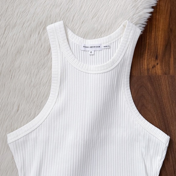 Good American Thermal 90s Tank Top In Ivory - Picture 4 of 7